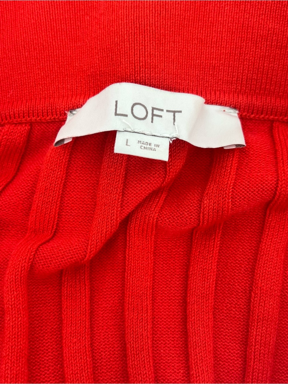 LOFT Red Ribbed Collared Short Sleeve Midi Sweater Dress L Large - Picture 6 of 8